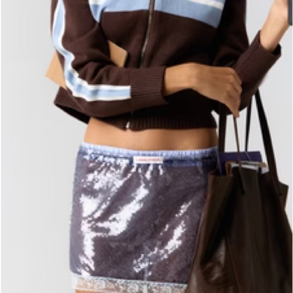 Sequin Mini Skirt in Iridescent Purple